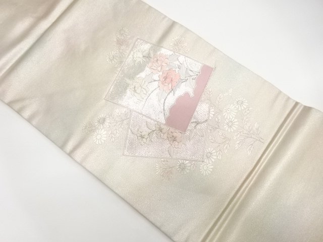JAPANESE NAGOYA OBI / EMBROIDERY / PEONY